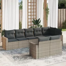   vidaXL 8 részes szürke polyrattan kerti ülőgarnitúra párnákkal