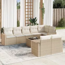   vidaXL 9 részes bézs polyrattan kerti ülőgarnitúra párnákkal