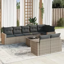   vidaXL 9 részes szürke polyrattan kerti ülőgarnitúra párnákkal