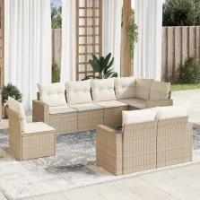   vidaXL 8 részes bézs polyrattan kerti ülőgarnitúra párnával