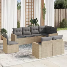   vidaXL 8 részes bézs polyrattan kerti ülőgarnitúra párnával