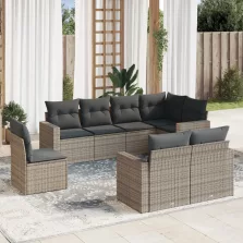   vidaXL 8-részes szürke polyrattan kerti ülőgarnitúra párnákkal
