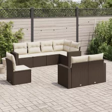   vidaXL 8 részes barna polyrattan kerti ülőgarnitúra párnákkal
