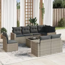   vidaXL 9 részes szürke polyrattan kerti ülőgarnitúra párnákkal