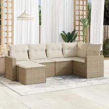   vidaXL 6 részes bézs polyrattan kerti ülőgarnitúra párnával