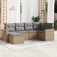   vidaXL 6 részes bézs polyrattan kerti ülőgarnitúra párnával