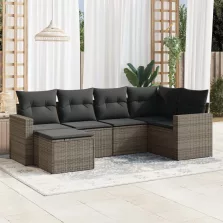   vidaXL 6 részes szürke polyrattan kerti ülőgarnitúra párnákkal