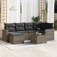   vidaXL 7 részes szürke polyrattan kerti ülőgarnitúra párnákkal