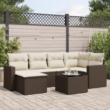   vidaXL 7 részes barna polyrattan kerti ülőgarnitúra párnákkal