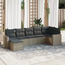   vidaXL 7 részes szürke polyrattan kerti ülőgarnitúra párnákkal