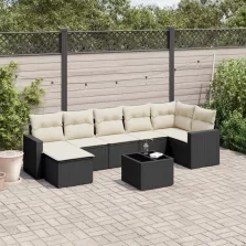   vidaXL 8 részes fekete polyrattan kerti ülőgarnitúra párnákkal