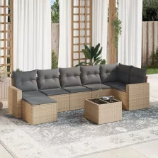   vidaXL 8 részes bézs polyrattan kerti ülőgarnitúra párnával