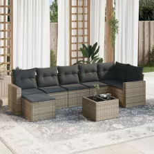   vidaXL 8 részes szürke polyrattan kerti ülőgarnitúra párnákkal