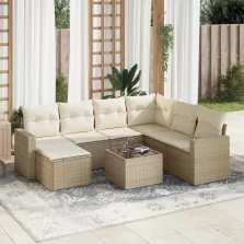   vidaXL 8 részes bézs polyrattan kerti ülőgarnitúra párnával