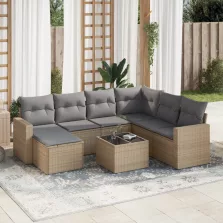   vidaXL 8 részes bézs polyrattan kerti ülőgarnitúra párnával