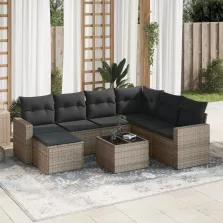   vidaXL 8 részes szürke polyrattan kerti ülőgarnitúra párnákkal
