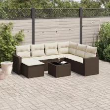   vidaXL 8 részes barna polyrattan kerti ülőgarnitúra párnákkal