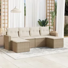   vidaXL 6 részes bézs polyrattan kerti ülőgarnitúra párnával