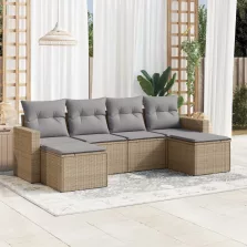   vidaXL 6 részes bézs polyrattan kerti ülőgarnitúra párnával