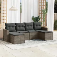   vidaXL 6 részes szürke polyrattan kerti ülőgarnitúra párnákkal