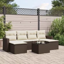   vidaXL 7 részes barna polyrattan kerti ülőgarnitúra párnákkal