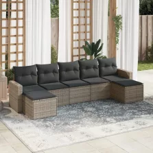   vidaXL 7 részes szürke polyrattan kerti ülőgarnitúra párnákkal