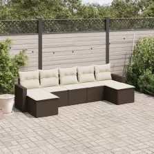   vidaXL 7 részes barna polyrattan kerti ülőgarnitúra párnákkal