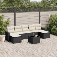   vidaXL 8 részes fekete polyrattan kerti ülőgarnitúra párnákkal