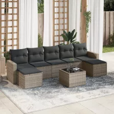   vidaXL 8 részes szürke polyrattan kerti ülőgarnitúra párnákkal