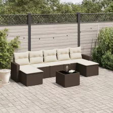   vidaXL 8 részes barna polyrattan kerti ülőgarnitúra párnákkal