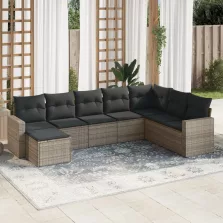   vidaXL 8 részes szürke polyrattan kerti ülőgarnitúra párnákkal