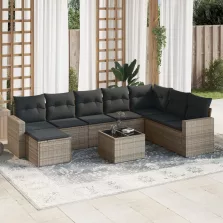   vidaXL 9 részes szürke polyrattan kerti ülőgarnitúra párnákkal