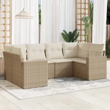   vidaXL 6 részes bézs polyrattan kerti ülőgarnitúra párnával