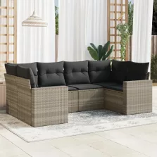   vidaXL 6 részes világosszürke polyrattan kerti ülőgarnitúra párnákkal