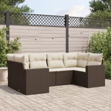   vidaXL 6 részes barna polyrattan kerti ülőgarnitúra párnával