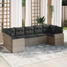   vidaXL 7 részes szürke polyrattan kerti ülőgarnitúra párnákkal