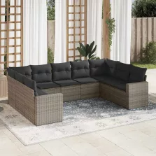   vidaXL 9 részes szürke polyrattan kerti ülőgarnitúra párnákkal