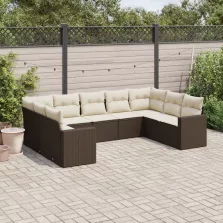   vidaXL 9 részes barna polyrattan kerti ülőgarnitúra párnákkal