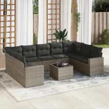   vidaXL 10 részes szürke polyrattan kerti ülőgarnitúra párnákkal