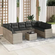   vidaXL 10 részes világosszürke polyrattan kerti ülőgarnitúra párnákkal
