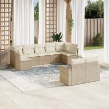   vidaXL 9 részes bézs polyrattan kerti ülőgarnitúra párnákkal