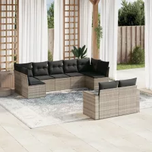   vidaXL 9 részes világosszürke polyrattan kerti ülőgarnitúra párnával