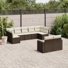   vidaXL 9 részes barna polyrattan kerti ülőgarnitúra párnákkal