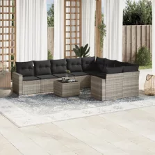  vidaXL 10 részes világosszürke polyrattan kerti ülőgarnitúra párnákkal