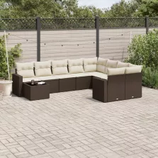   vidaXL 10 részes barna polyrattan kerti ülőgarnitúra párnákkal