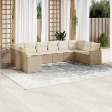   vidaXL 10 részes bézs polyrattan kerti ülőgarnitúra párnával