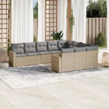   vidaXL 10 részes bézs polyrattan kerti ülőgarnitúra párnával