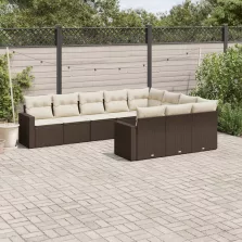   vidaXL 10 részes barna polyrattan kerti ülőgarnitúra párnákkal