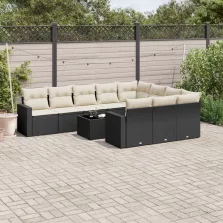   vidaXL 11 részes fekete polyrattan kerti ülőgarnitúra párnákkal