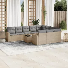   vidaXL 11 részes bézs polyrattan kerti ülőgarnitúra párnákkal